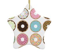 Bella torta del fiore che stampa ornamenti cristiani per Natale, forma di stella in ceramica con la corda, ornamento d'attaccatura della stella di Natale