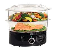 BELLA Vaporiera a Due Livelli con Contenitori Impilabili e Base Staccabile per Una Cottura Rapida e Simultanea, Capacità 7 L, Nero, Vaporiera a Due Livelli US