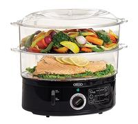 BELLA Vaporiera a due livelli, cottura simultanea sana, veloce e veloce, cestini impilabili per verdure o carne, vassoio per riso/cereali, spegnimento automatico e protezione a secco bollente, 7,4 QT