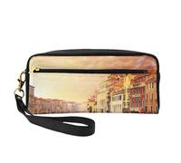 Bella Venezia Canal View Print Fashion Leather Cosmetic Bag-Multifunzionale Storage Bag, Nero , Taglia unica
