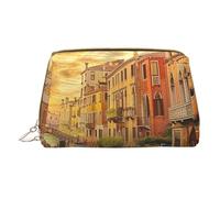 Bella Venezia Canal View Stampato Piccola Borsa Trucco Portatile In Pelle Trucco Borsa Da Viaggio Cerniera Cosmetici Borse Organizzatore per Le Donne