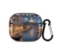 Bella Venezia di notte Bluetooth Earbuds custodia completa protezione antiurto custodia rigida supporto ricarica wireless con portachiavi regalo personalizzato per AirPods 3