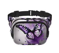 Bella viola farfalla Art Print Square Waist Purse doppio strato Fanny BagTrendy Viaggio Marsupio per uomini e donne, nero, Taglia unica