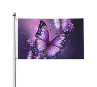 Bella viola farfalla arte benvenuto giardino bandiera 90x150 cm no dissolvenza doppia faccia casa cortile bandiere all'aperto banner decorazione per cortile portico prato