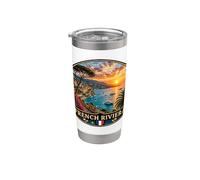 Bella vista costiera Costa Azzurra Tramonto Bicchiere termico in acciaio inox doppia parete