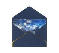 Bella Vista Del Mare Carta Perla Biglietto Di Auguri Con Busta Oro Rifinito Festa di Nozze Invito Di Natale