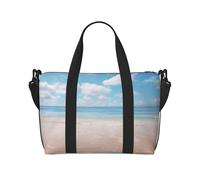 Bella vista del mare stampa borsa da palestra per le donne, borsone da portare con sé durante la notte, borsa da viaggio per oggetti personali, nero, Taglia unica