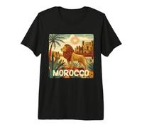 Bella Vista della Città del Marocco con Costume da Leone Patriottico Maglietta Premium