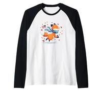Bella Volpe con Sciarpa nella Stagione Fredda per Gli Amanti della Bandiera degli Stati Uniti Maglia con Maniche Raglan