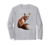 Bella volpe rustica del bosco con coda soffice Cottagecore Maglia a Manica