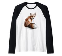Bella volpe rustica del bosco con coda soffice Cottagecore Maglia con Maniche Raglan