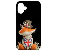 Bella Volpe Sorridente con British Top Hat Costume Custodia per iPhone 16 Plus