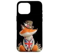 Bella Volpe Sorridente con British Top Hat Costume Custodia per iPhone 16 Pro Max