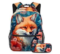 Bella volpe stile e funzionalità senza sforzo, zaino con astuccio, set di zaini per la scuola premium per ragazzi ragazze adolescenti, Multicolore#02, B:29.4x20x40cm P:19x7.5x3.8cm, Zaini Daypack