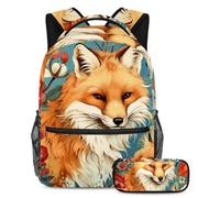 Bella volpe stile e funzionalità senza sforzo, zaino con astuccio, set di zaini per la scuola premium per ragazzi ragazze adolescenti, Multicolore#06, B:29.4x20x40cm P:19x7.5x3.8cm, Zaini Daypack