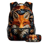 Bella volpe stile e funzionalità senza sforzo, zaino con astuccio, set di zaini per la scuola premium per ragazzi ragazze adolescenti, Multicolore#04, B:29.4x20x40cm P:19x7.5x3.8cm, Zaini Daypack