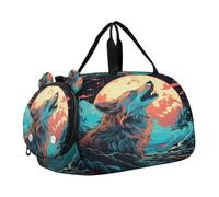 Bella Volpe Ululante Borsa Sportiva da Nuoto e Palestra con Scomparto per Scarpe Borsa da Viaggio per Il Fine Settimana Borsone per Ragazzi