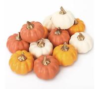 Bellabon 12 Pezzi Zucca Simulata in Schiuma, Mini Piccola Autunnali Zucca Artificiale, Giallo, Bianco, Arancione, per Ringraziare, Fare Artigianato, Autunno, Matrimonio, Festa Del