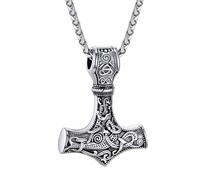 Bellabon Collana Uomo Martello di Thor, Vichinga Mjolnir Ciondolo, Collana Acciaio Inossidabile Vichingo, Collana Martello Thor, Collana Acciaio Inossidabile Vichingo, Regalo Vichingo per Uomo