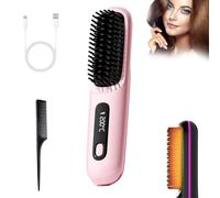 Bellabrush Pro, Bellabrush Pro Brush, Cordless Hair Straightener Brush, Bellabrush Portable Straightener Brush Heated Hair Comb, Cordless Hair Straightener Comb for All Hair Types (Pink)