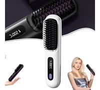 Bellabrush Pro Brush, BellaBrush Portable Straightener Brush Heated Hair Comb, Cordless Hair Straightener Brush, Portable Brush Straightener for Women, Ionic Straightener for All Hair Types (White)