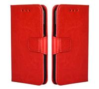 BellaCase Custodia TCL 605 4G, Custodia a Portafoglio in Pelle Premium [Slot per schede] [Cavalletto] [Fibbia Magnetica] Cover TCL 605 4G (Rosso)