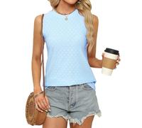 BellaDila Canotte da donna con occhielli eleganti e casual senza maniche a girocollo allentato a collo alto primavera estate camicette camicie per donna 2024 blu cielo, blu cielo, M