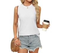 BellaDila Canotte da donna con occhielli eleganti e casual senza maniche a girocollo allentato a collo alto primavera estate camicette camicie per le donne 2025, bianco, XL