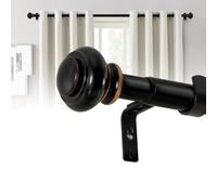 BellaHills 2 Pezzi Bastone Tenda Estensibile, 25mm Bastone per Tenda 76-230cm, Telescopico con Terminali Decorativi e Supporti Staffe Regolabili per Camera da Letto, Soggiorno, Nero