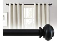 BellaHills Bastone Tenda Estensibile, 25mm Bastone per Tenda 76-269cm, Telescopico con Terminali Decorativi e Supporti Staffe Regolabili per Camera da Letto, Soggiorno, Nero