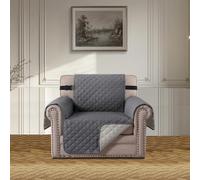 BellaHills Copridivano 1 Posti (Seduta 55 cm), Copridivano con Braccioli, OEKO-TEX, Copri Divano Trapuntato in Microfibra Antigraffio Per Gatto, Copridivano Moderno, Grigio