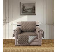 BellaHills Copridivano 1 Posti (Seduta 55 cm), Copridivano con Braccioli, OEKO-TEX, Copri Divano Trapuntato in Microfibra Antigraffio Per Gatto, Copridivano Moderno,Taupe