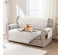 BellaHills Copridivano 2 Posti, Copricuscini Divano Con Tasche Portaoggetti,100% Impermeabile Copridivano con Braccioli, Antiscivolo Antimacchia Copridivano, Seduta 120cm, Beige