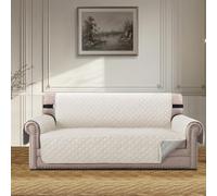 BellaHills Copridivano Grande 3 Posti Con Braccioli (Seduta 198cm), Copridivano Antiscivolo, Copri Divano Universale Con Tasche Laterali, Sofa Cover Antigraffio Cani Gatti, Avorio