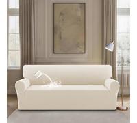 BellaHills Impermeabile Copridivano, Copri Divano Antigraffio Gatto, Jacquard Copridivani Elasticizzati, Fodera Divano Antimacchia Lavabile Antiscivolo, 3 Posti(180-203cm), Avorio