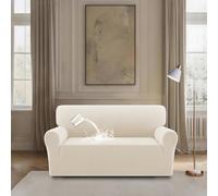 BellaHills Impermeabile Copridivano, Copri Divano Antigraffio Gatto, Jacquard Copridivani Elasticizzati, Fodera Divano Antimacchia Lavabile Antiscivolo,2 Posti(130-160cm), Avorio