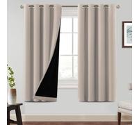 BellaHills Tenda Oscurante da Interno 2 Pezzi L140 x A175 cm, tenda camera da letto tende termiche isolanti per interni, Anti-Rumore, tende con anelli, Sabbia Naturale