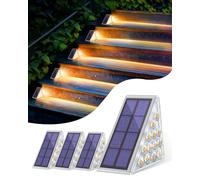 Bellanny 4Pcs Luci Solari da Giardino, 13LEDs Piccolo Faretti Led da Esterno, 3000K Bianco caldo Lampada Solare da Scala, IP65 Impermeabile Fari per Cortile Vialetto Strade Paesaggio Sentieri Terra