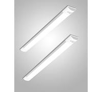 Bellanny Set di 2 strisce LED impermeabili 30 cm, da soffitto per esterni, 10 W, 1200 lm, bianco freddo, 6500 K, tubo in alluminio e PC per ufficio, magazzino, garage, seminterrato, officina