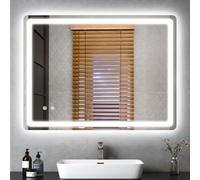 Bellanny Specchio Bagno con Luce, 800×600 mm Specchio da Parete per bagno | LED Specchio Bagno Retroilluminato, Specchi da Trucco con Luci, Antifog,Dimmerabile,3 Colori Luce,Memoria,IP44, Non c'è Tempo