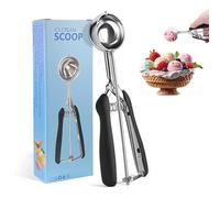 Bellanova Porzionatore per Gelato in Acciaio Inox 304, Testa da 5 cm, Cucchiaio Gelato da Design a Rilascio con Manico Nero, adatto per Gelato, Dessert e Palline di Melone (Nero)