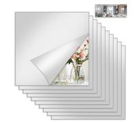Bellanova Set da 4/10 Specchio Adesivo, Piastrelle Specchio Flessibile Quadrati 20x20 cm, Installazione Senza Fori, Specchi Adesivi per Decorazioni Murali (10)
