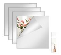 Bellanova Set da 4/10 Specchio Adesivo, Piastrelle Specchio Flessibile Quadrati 20x20 cm, Installazione Senza Fori, Specchi Adesivi per Decorazioni Murali (4)