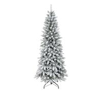Bellapianta Albero di Natale Slim Innevato 210cm Super Folto Realistico Real Touch, Albero di Natale Slim Innevato 210 Premium in PE/PVC Verde, Guanti e Sacchetto