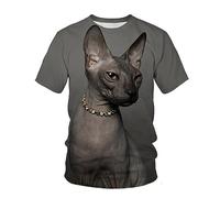 BELLAQ Uomini e donne divertenti gatti modelli t-shirt gatto senza peli stampa 3d casual estate top confortevole e traspirante o-collo manica corta (Color : 1, Size : M)