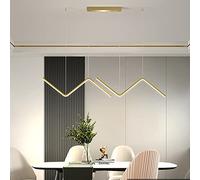 Bellastein Lampada a sospensione da tavolo da pranzo, moderna, dimmerabile, regolabile in altezza, lampada a LED per sala da pranzo, cucina, con telecomando, lampada a sospensione (oro)