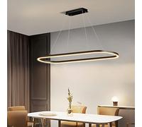 Bellastein Lampada a sospensione per ufficio LED moderna Ovale Desig Tavolo da pranzo Lampada a sospensione dimmerabile con telecomando Lampada a sospensione (L120cm/42W, nero)