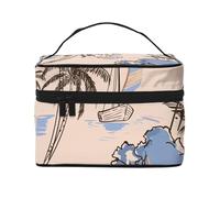 Belle barche retrò con palme, borsa da viaggio per il trucco da donna, grande organizer per cosmetici