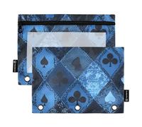 Belle borse da poker per cartelle con finestra trasparente con cerniera e tasche con occhielli rinforzati con cerniera, 3 fori per forniture per ufficio, multicolore, 2