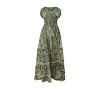 Belle Dress Up per ragazze, abito estivo da donna, con scollo a V, stampa bohémien, linea ad A, per un'eleganza rilassata in occasioni speciali, verde militare, 3XL